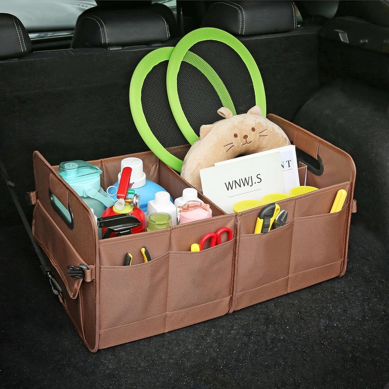 AOKJOY Car Trunk Organizer, Brown, Foldable, Non-slip, Adjustable, Multiple Compartments, 600D Oxford Cloth Material - Image 4